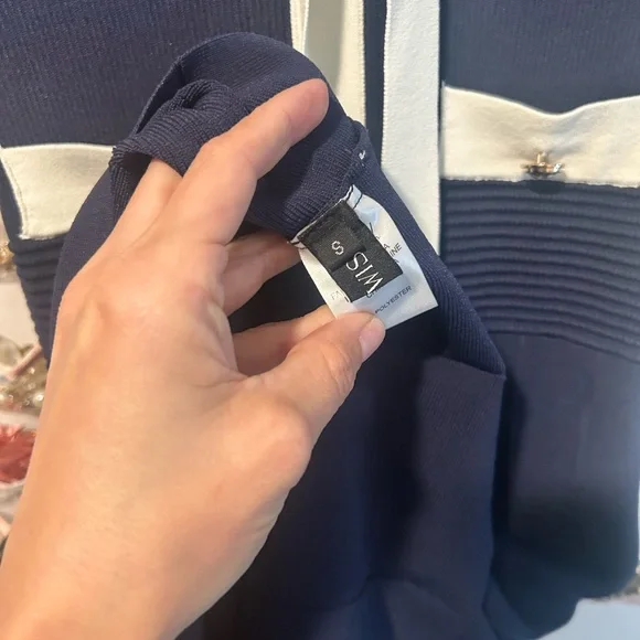 Chicwish Navy Dress with Cream Accents - Picture 3 of 4